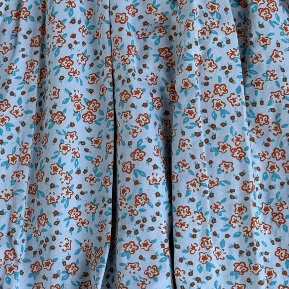 Alice + Ames Girls Dress Size 10 Floral Print Short Sleeve Cotton Spandex Teal - Picture 2 of 4